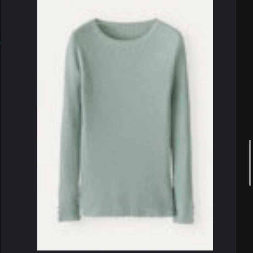 TEAL BLUE Poetry Silk cashmere rib sweater, Size 2. Soft jade color